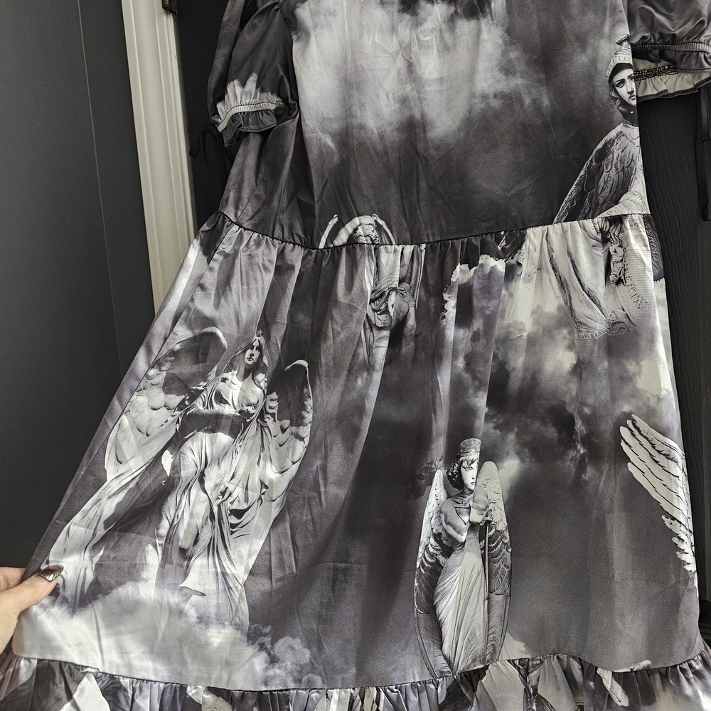 Women's Angel Print Puff Sleeve Top - Picture 5 of 5